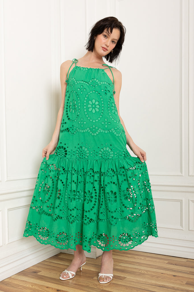kelly green eyelet dress Darling Cotton Eyelet Dress