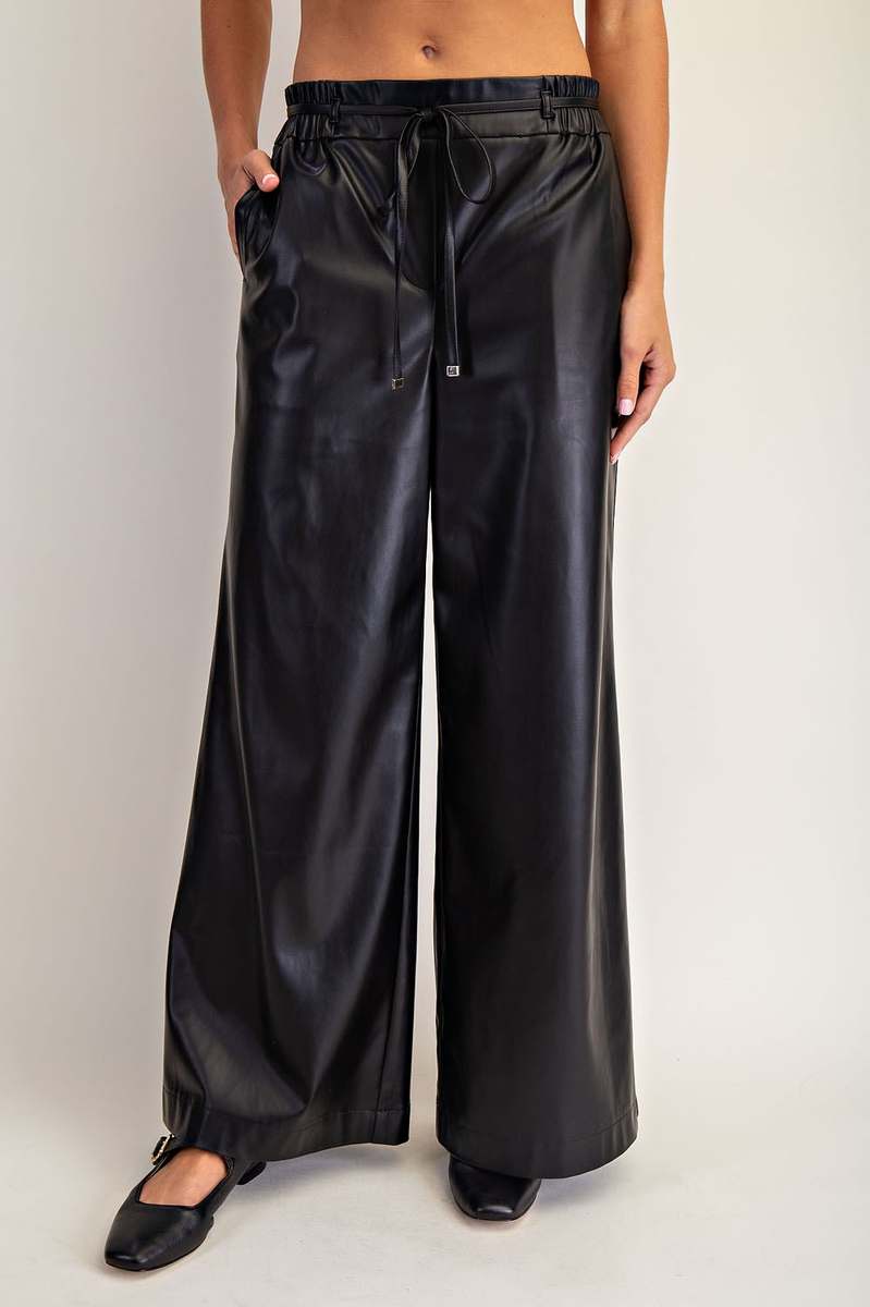 Rewind it Back Black Vegan Leather Wide Leg Pants – The Catalyst Mercantile