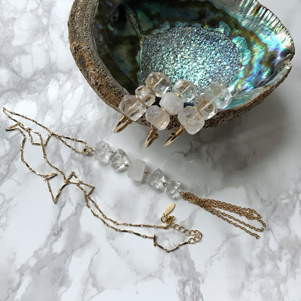 Long Natural Crystal Tassel Necklace - The Catalyst Mercantile